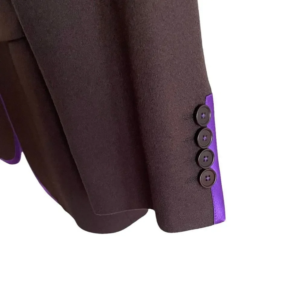 SAND COPENHAGEN Wool Cashmere Blazer Jacket Brown Purple 50R